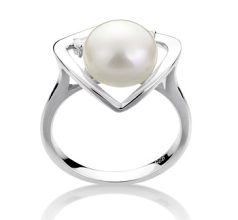 9-10mm Slodkowodne Pierscien w Katie Serce Bialy