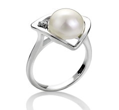 9-10mm Slodkowodne Pierscien w Katie Serce Bialy