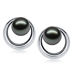 9-10mm tahitanski Zestaw kolczyków w Słońce wschodzące Czarny